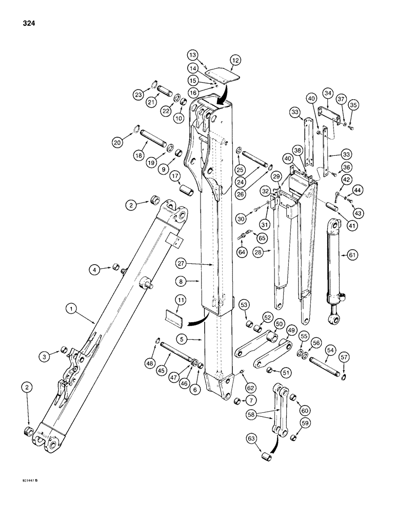 Схема запчастей Case 680H - (324) - EXTENDABLE DIPPER MOUNTING PARTS (09) - CHASSIS/ATTACHMENTS