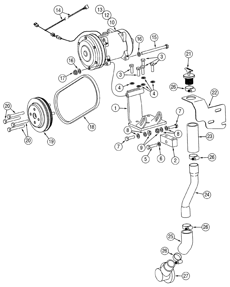 Схема запчастей Case 90XT - (09-54) - AIR CONDITIONING COMPRESSOR MOUNTING (09) - CHASSIS