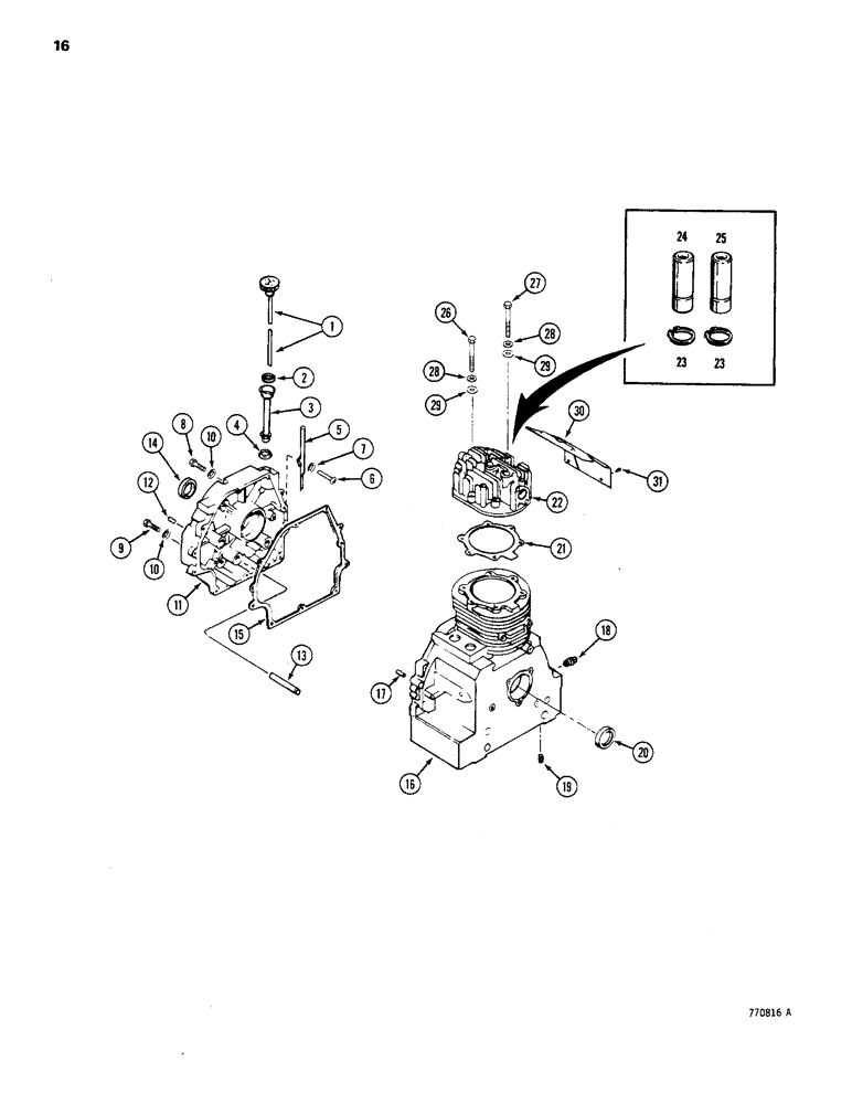 Схема запчастей Case 1816B - (16) - ENGINE BLOCK AND HEAD (10) - ENGINE