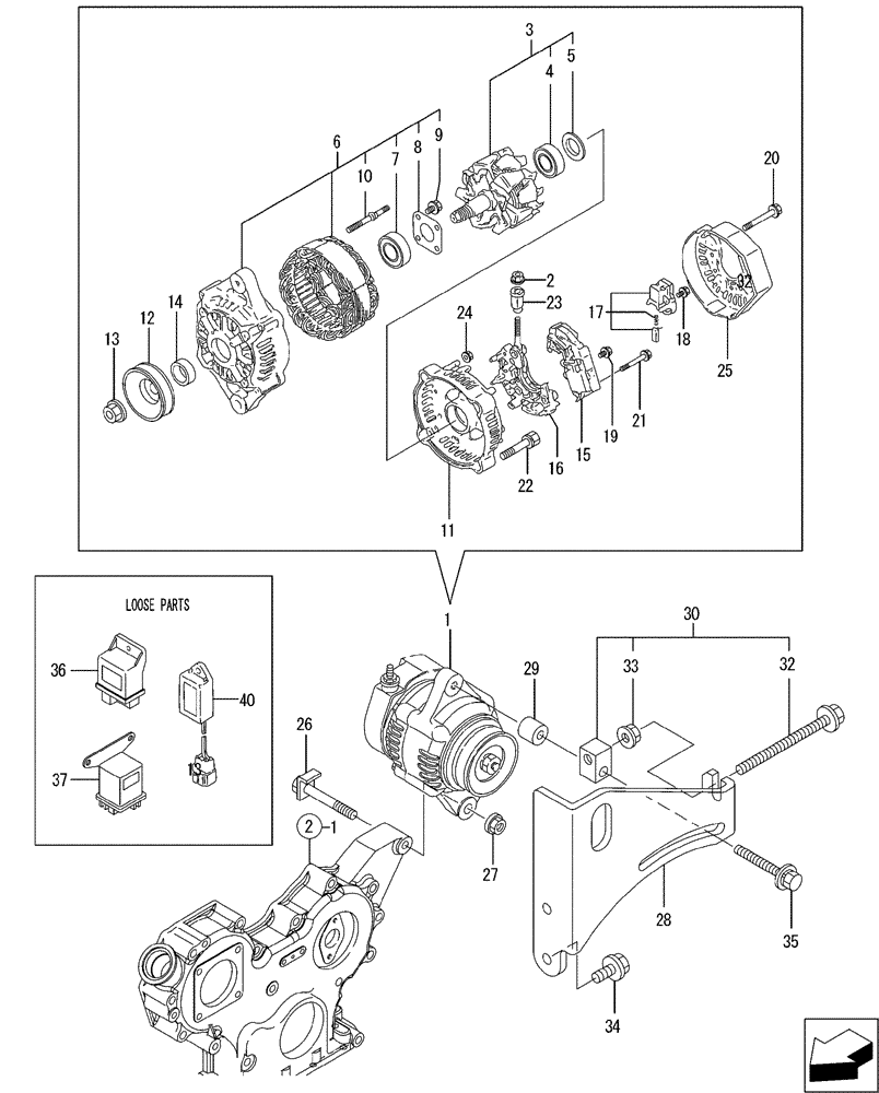 Схема запчастей Case CX36B - (08-016[00]) - GENERATOR (55) - ELECTRICAL SYSTEMS