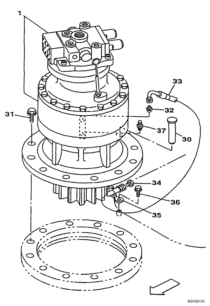 Схема запчастей Case CX225SR - (08-51) - MOUNTING - SWING MOTOR (KRC0228) (08) - HYDRAULICS