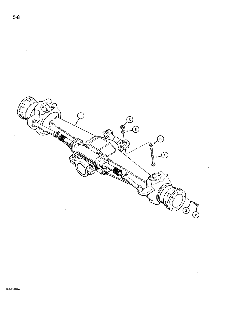 Схема запчастей Case 780D - (5-08) - TWO-WHEEL DRIVE FRONT AXLE AND MOUNTING (05) - STEERING