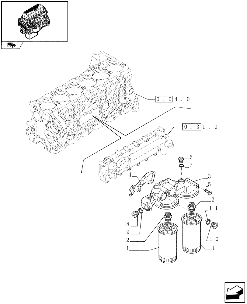 Схема запчастей Case F3AE0684N E907 - (0.30.2) - FILTER ENGINE OIL (504091888 - 504069738) 