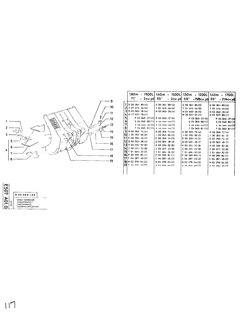 Схема запчастей Case SC150L - (117[2]) - 1,50, - 1200L 59" - 1 5/8 CU. YD 