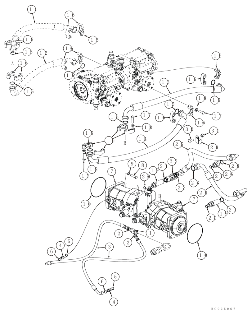 Схема запчастей Case 650K - (06-03) - HYDROSTATICS - MOTOR, DRIVE (06) - POWER TRAIN