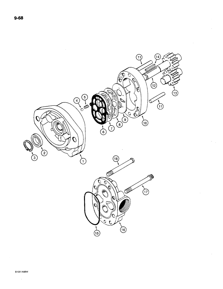 Схема запчастей Case MAXI-SNEAKER C - (9-68) - HYDRA-BORER GEAR PUMP ASSEMBLY (09) - CHASSIS/ATTACHMENTS