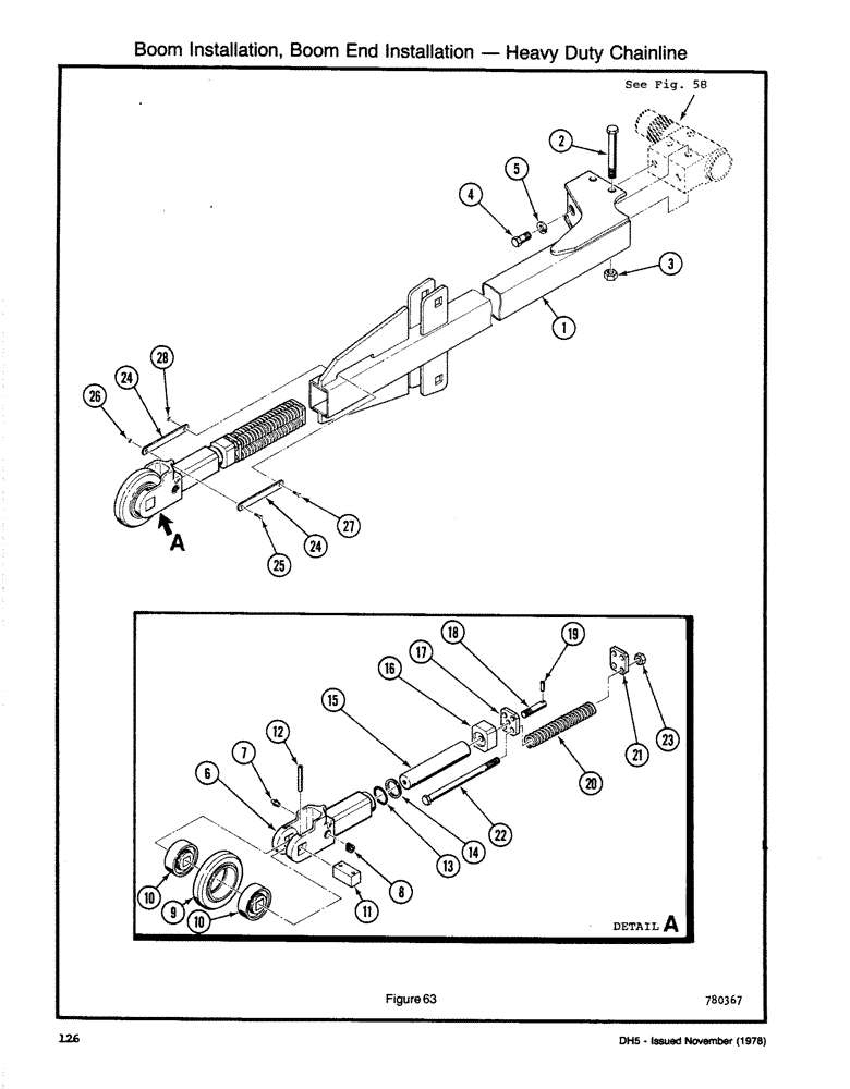 Схема запчастей Case DH5 - (126) - BOOM INSTALLATION, BOOM END INSTALLATION - HEAVY DUTY CHAINLINE (89) - TOOLS