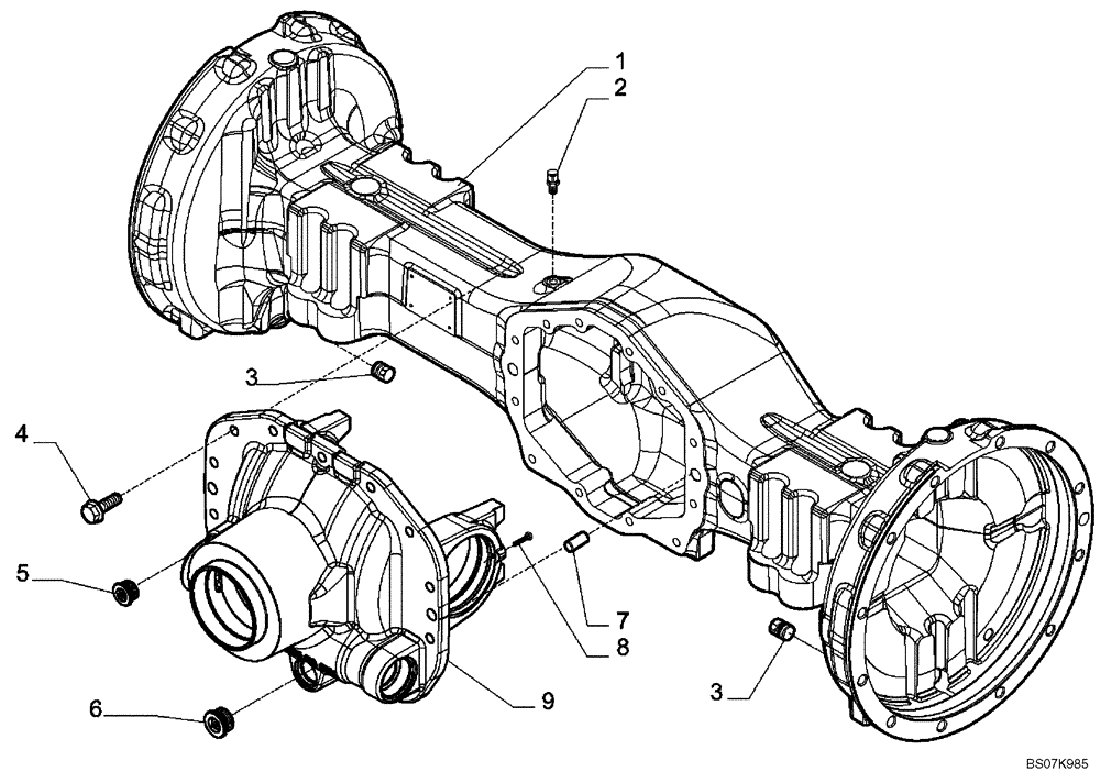 Схема запчастей Case 590SM - (06-42) - 87395386 AXLE, REAR DRIVE - HOUSING (06) - POWER TRAIN