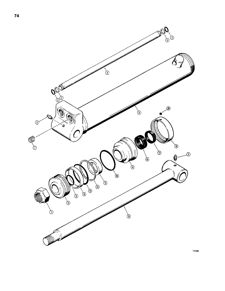 Схема запчастей Case D100XR - (7-074) - H621029 BOOM, DIPPER ARM AND BUCKET CYLINDER, LANTEX NO. W2903-BL (GLAND RETAINED BY THREADED CAP) 