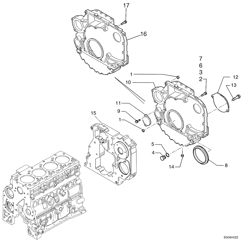 Схема запчастей Case 580SM - (02-14) - CYLINDER BLOCK - COVERS (02) - ENGINE