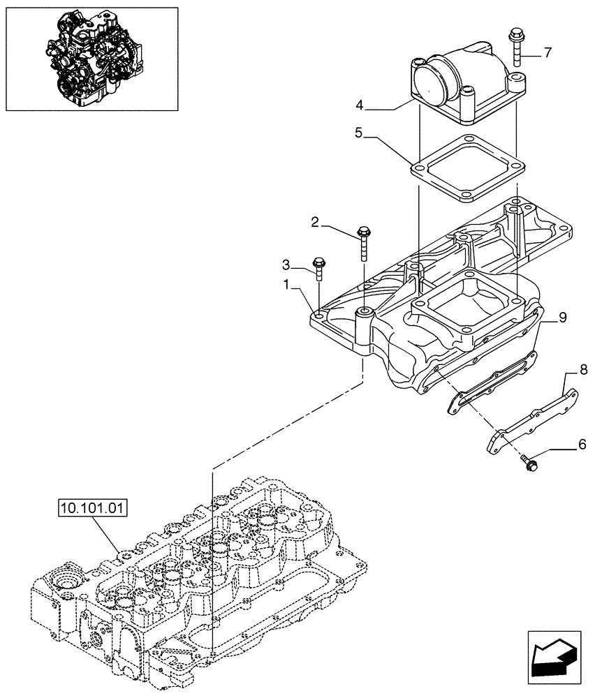 Схема запчастей Case 580SM - (10.254.06) - MANIFOLD - INTAKE (10) - ENGINE