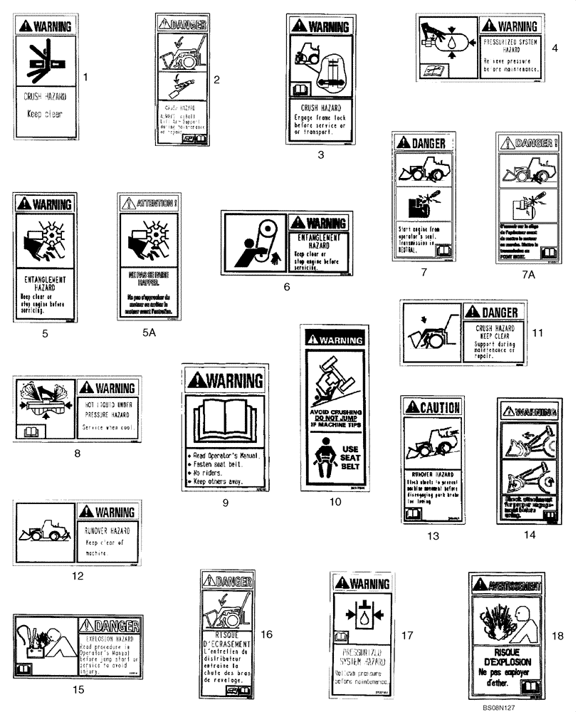 Схема запчастей Case 821E - (09-96) - DECALS - FRENCH CANADIAN (09) - CHASSIS