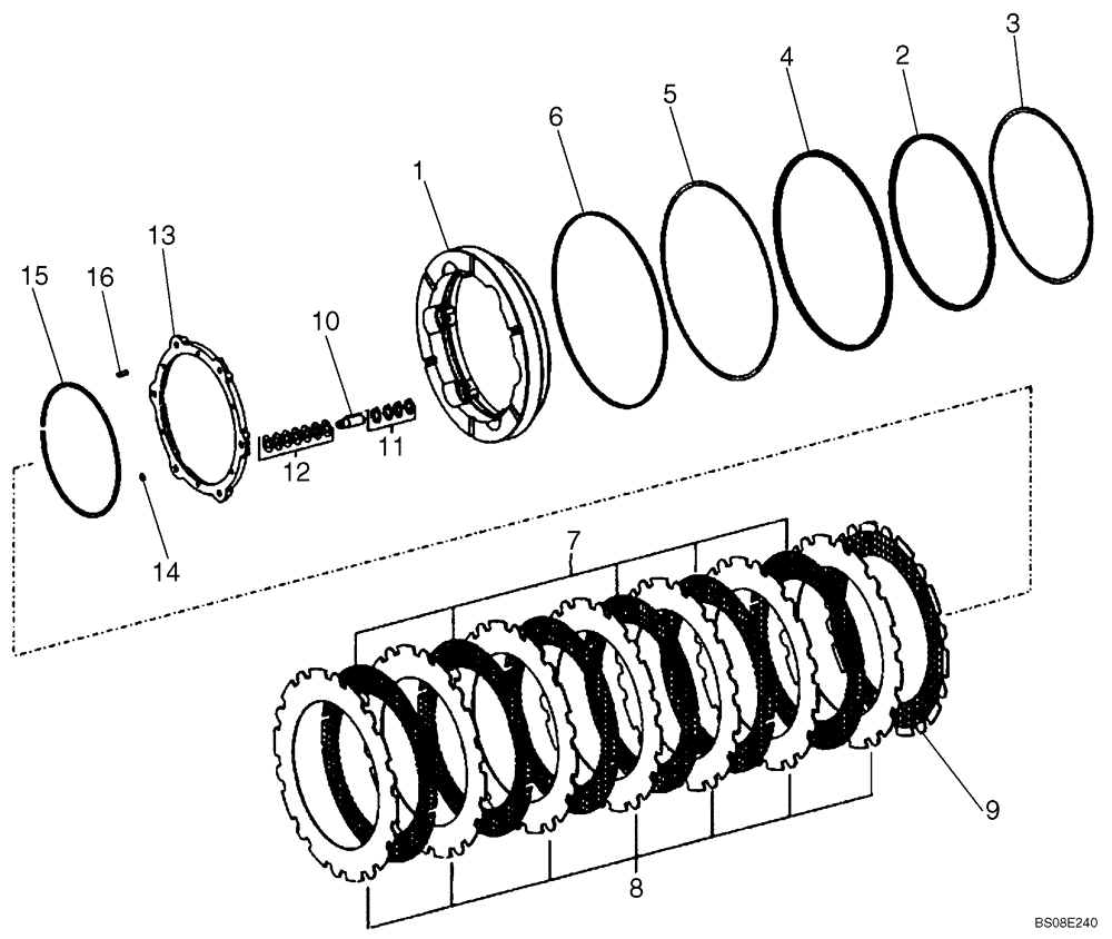 Схема запчастей Case 821E - (06-43A) - AXLE, FRONT - HUB, DISC BRAKES - P.I.N. N8F203870 AND AFTER (06) - POWER TRAIN