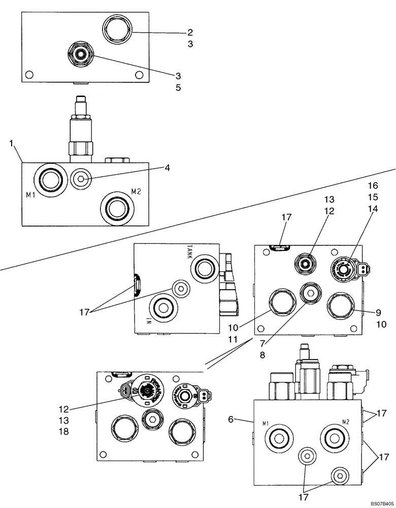 Схема запчастей Case 721E - (08-46) - VALVE ASSY - FAN/COOLING SYSTEM (08) - HYDRAULICS