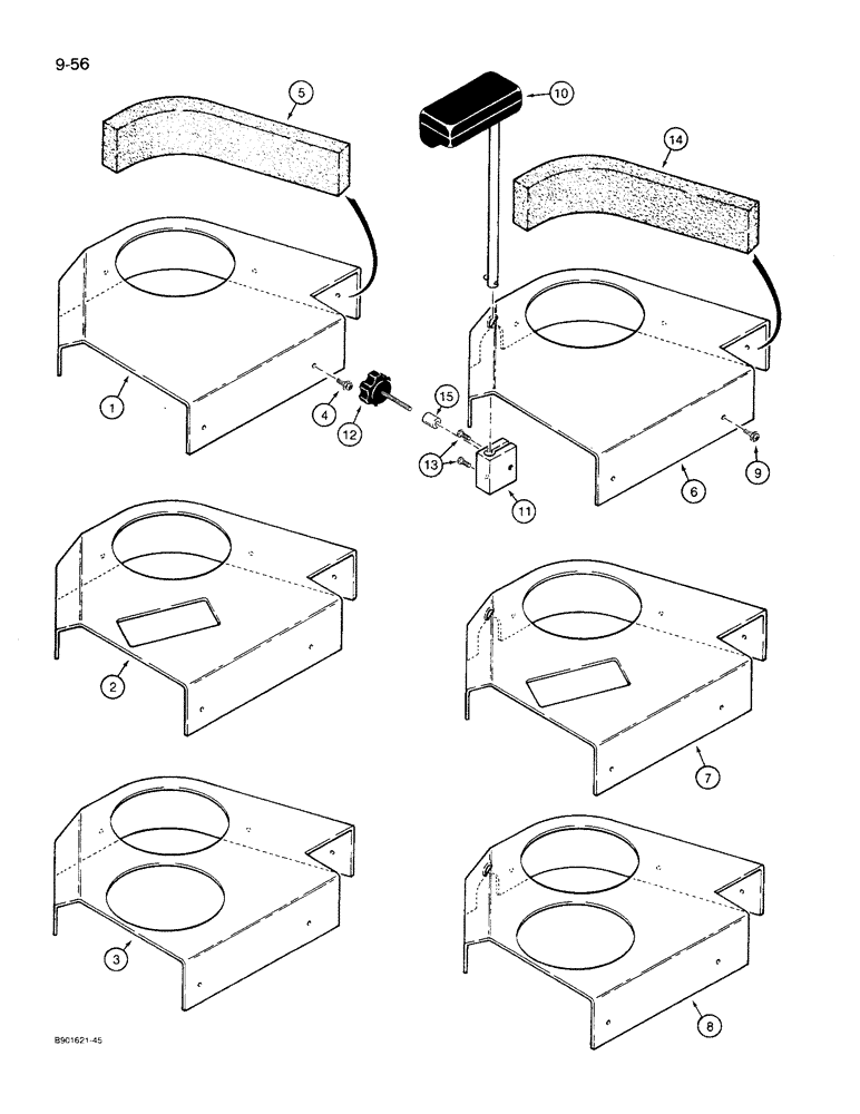 Схема запчастей Case 621 - (9-56) - CONSOLE COVERS - WRISTREST & WITHOUT WRISTREST (09) - CHASSIS/ATTACHMENTS