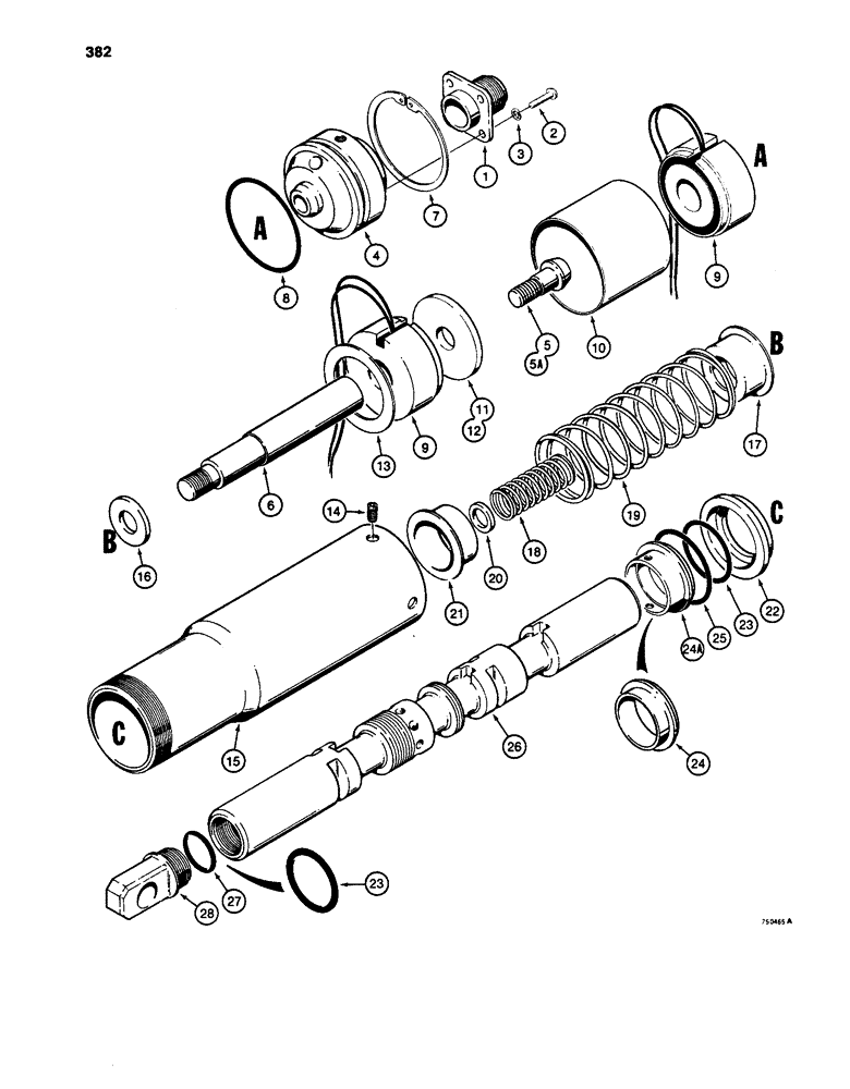 Схема запчастей Case W24C - (382) - D63370 AND D71227 LIFT SPOOL (08) - HYDRAULICS