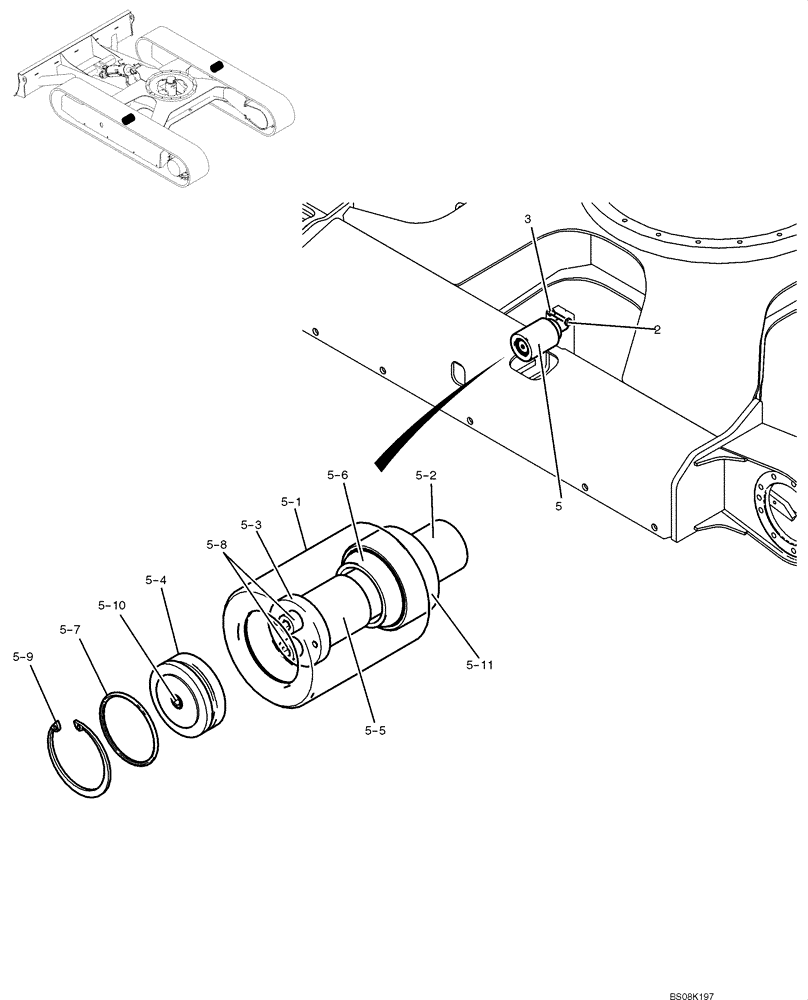 Схема запчастей Case CX50B - (02-009) - ROLLER ASSY, UPPER (YJ64D00002F3) (04) - UNDERCARRIAGE