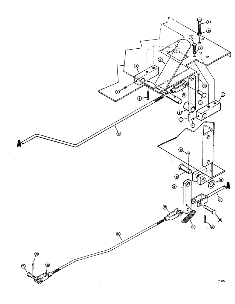 Схема запчастей Case W7E - (099A) - THROTTLE CONTROL LINKAGE, DIESEL ENGINE, TRACTOR SN. 9900001 & AFTER (02) - ENGINE