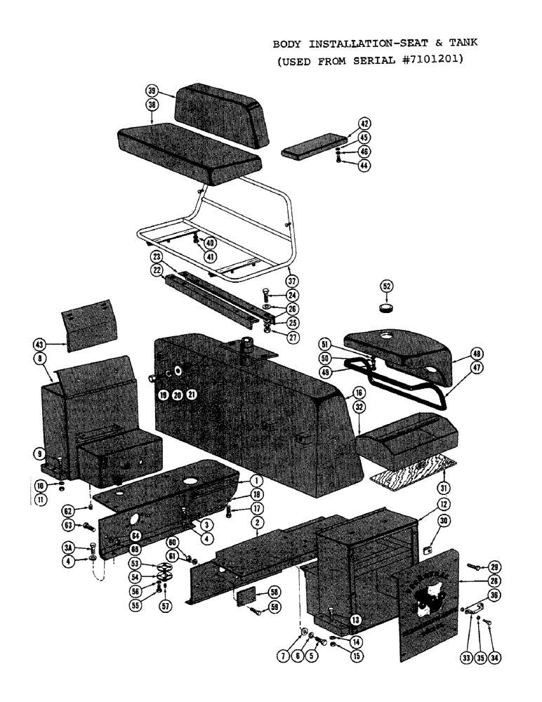 Схема запчастей Case 1000C - (176) - BODY INSTALLATION, SEAT AND TANK, USED FROM SERIAL NUMBER 7101201 (05) - UPPERSTRUCTURE CHASSIS