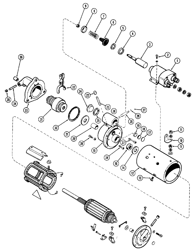 Схема запчастей Case W10C - (050) - A15485 STARTER, (401) DIESEL ENGINE (04) - ELECTRICAL SYSTEMS