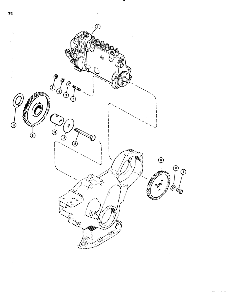 Схема запчастей Case 1150C - (074) - INJECTION PUMP DRIVE, 451BD DIESEL ENGINE (03) - FUEL SYSTEM