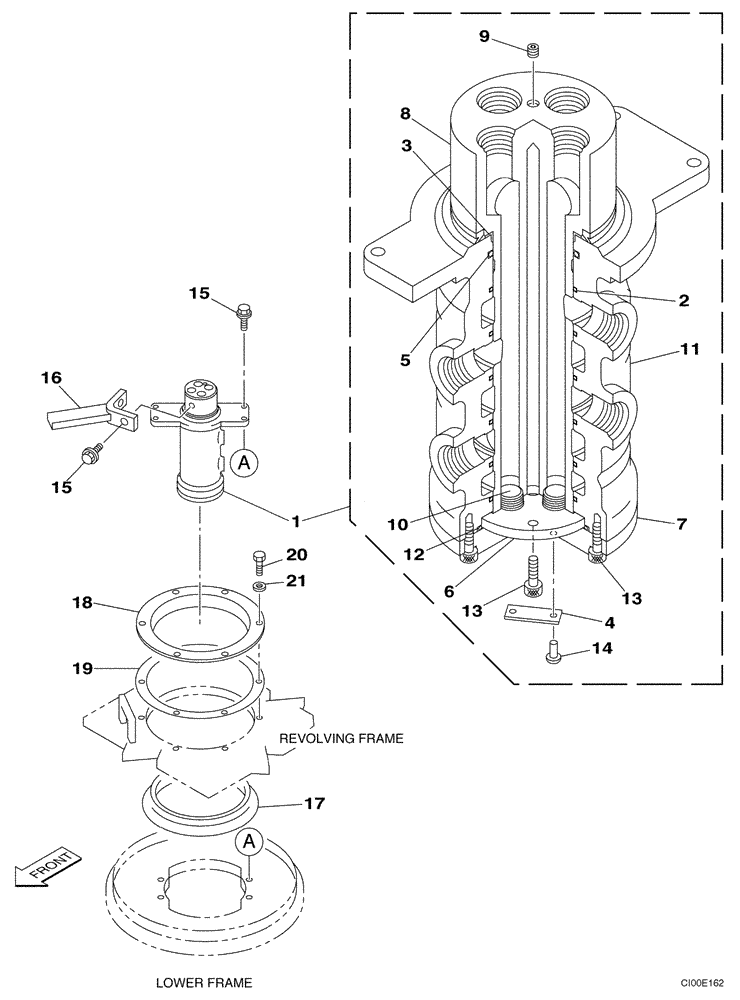 Схема запчастей Case CX240LR - (08-39) - HYDRAULICS - JOINT, SWIVEL CENTER, - P.I.N. DAC0724306 (08) - HYDRAULICS