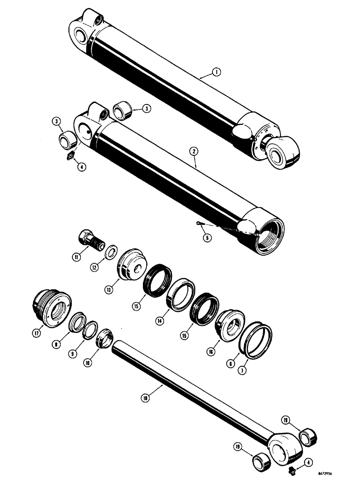 Схема запчастей Case 34 - (176) - D38492 AND D42628 BACKHOE BUCKET CYLINDERS 