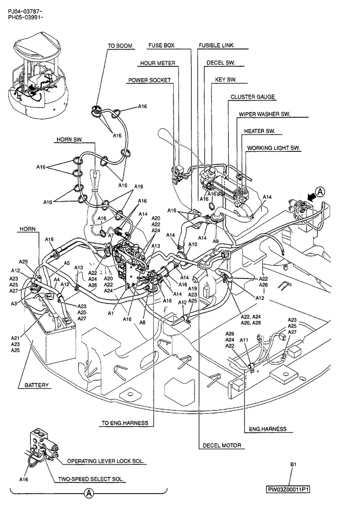 Схема запчастей Case CX50B - (02-095) - ELECTRICAL ASSY, UPPER P/N PH03E00004F1 (05) - SUPERSTRUCTURE