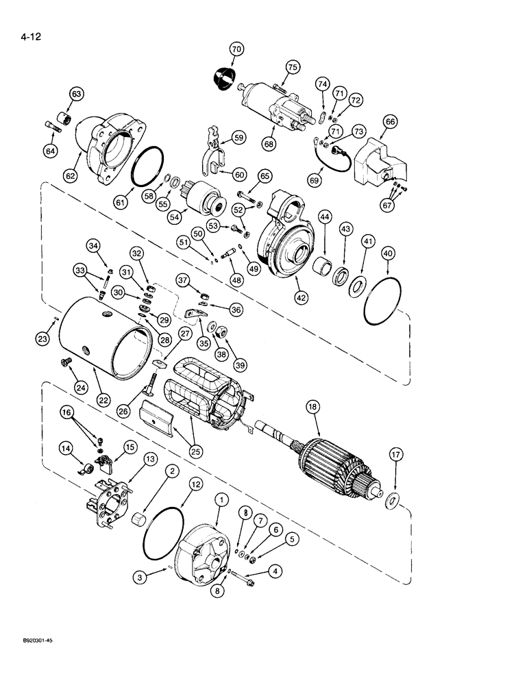 Схема запчастей Case 721 - (4-12) - STARTER ASSEMBLY (04) - ELECTRICAL SYSTEMS