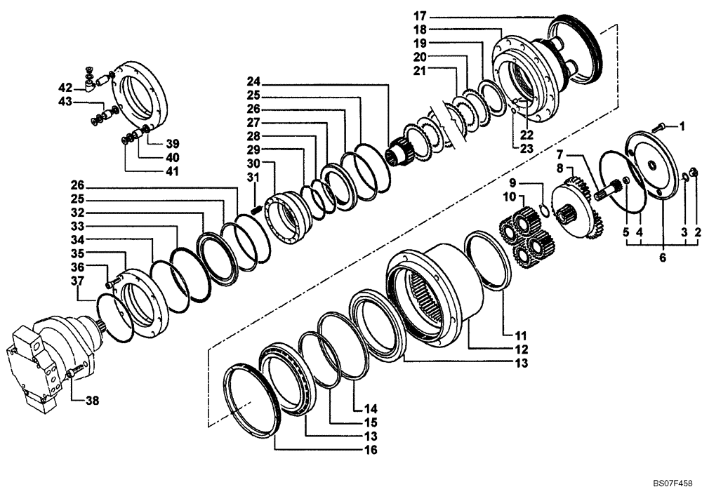 Схема запчастей Case SV208 - (07-001-00[02]) - REDUCTION GEAR ASSY (GROUP 30-7) (ND101766) (06) - POWER TRAIN