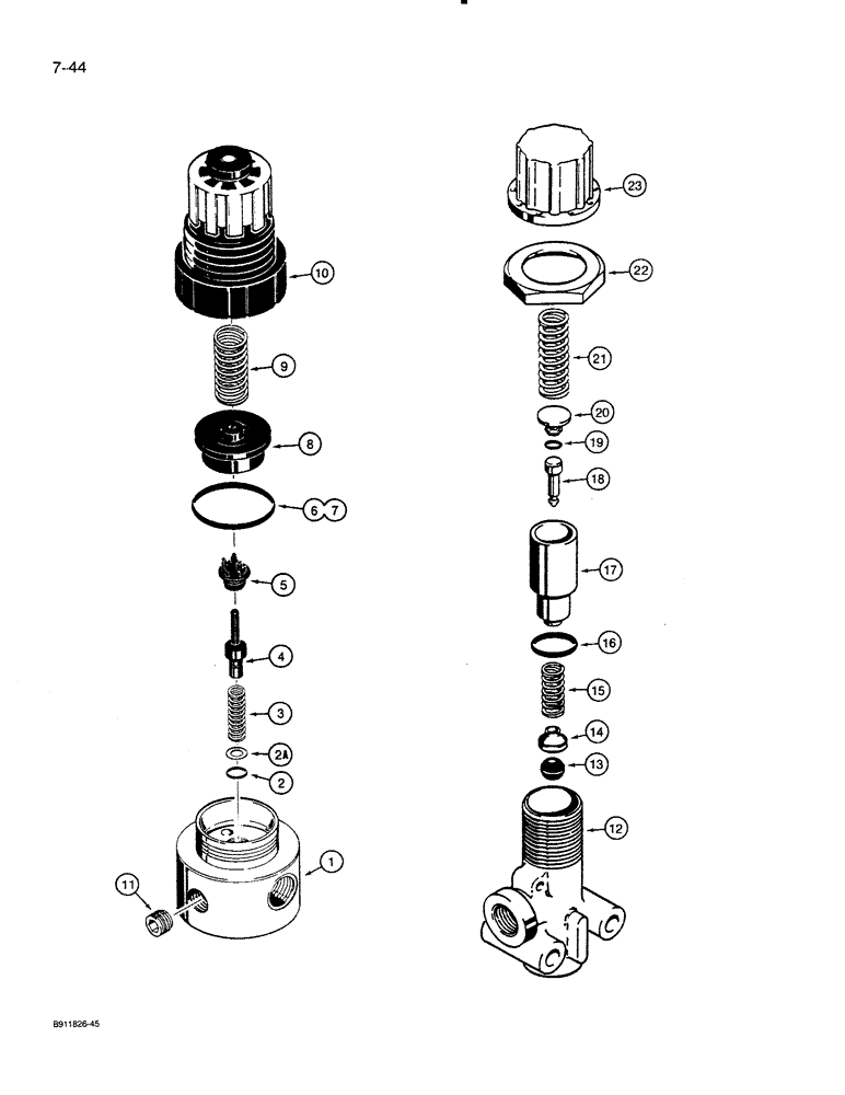 Схема запчастей Case 821 - (7-044) - PRESSURE REDUCING AND PRESSURE PROTECTION VALVES (07) - BRAKES