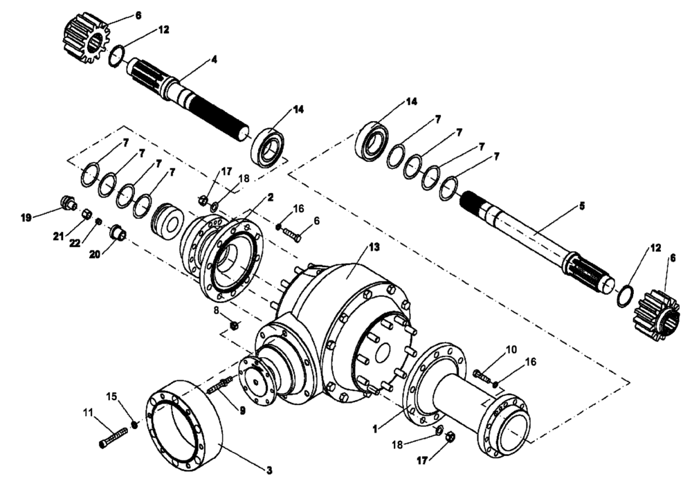 Схема запчастей Case PT240 - (27.124.02[02]) - REAR DIFFERENTIAL - NON-LOCKING (27) - REAR AXLE SYSTEM