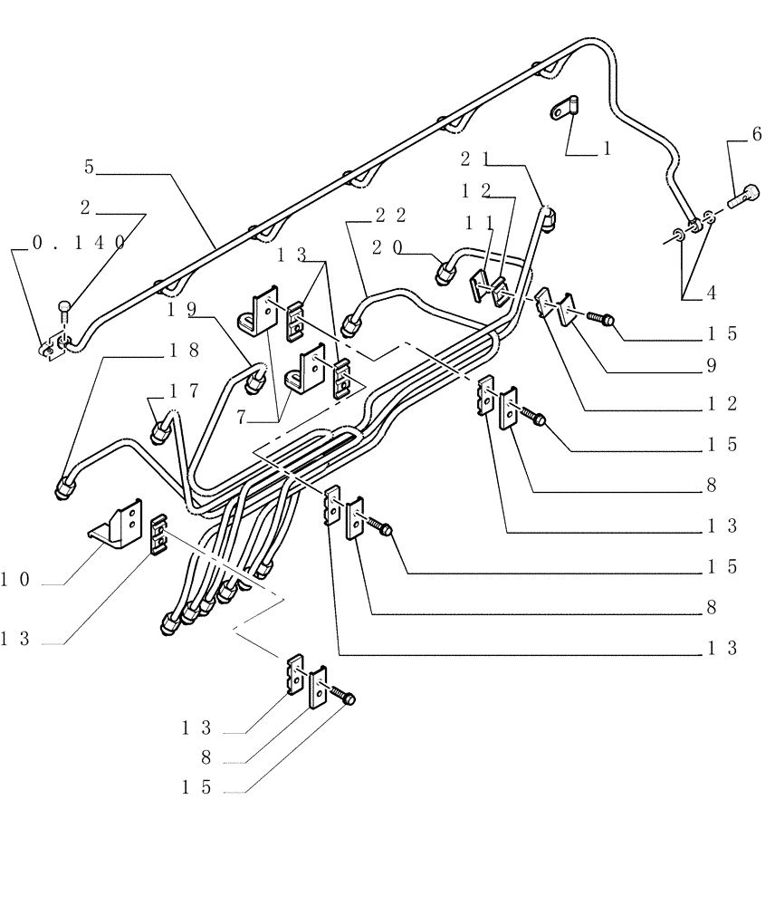 Схема запчастей Case 1850K - (0.149[01]) - INJECTION EQUIPMENT - PIPING (01) - ENGINE