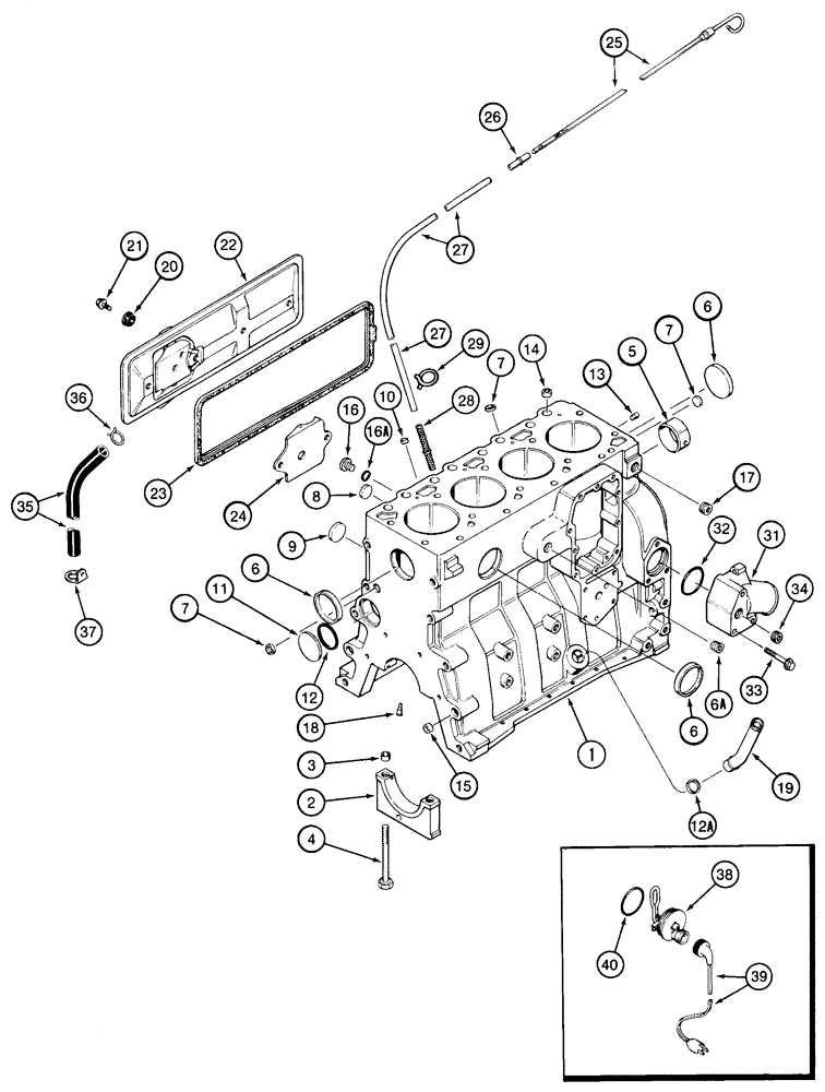 Схема запчастей Case 85XT - (02-20) - CYLINDER BLOCK NORTH AMERICA, 4-390 EMISSIONS CERTIFIED ENGINE (02) - ENGINE