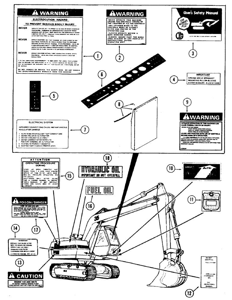 Схема запчастей Case 35 - (226) - DECALS, (USED ON UNITS WITH PIN 6266131 THRU 6266300) (90) - PLATFORM, CAB, BODYWORK AND DECALS