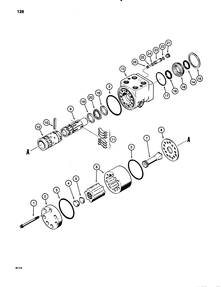 Схема запчастей Case 780B - (128) - L102601 STEERING COLUMN AND CONTROL VALVE (05) - STEERING