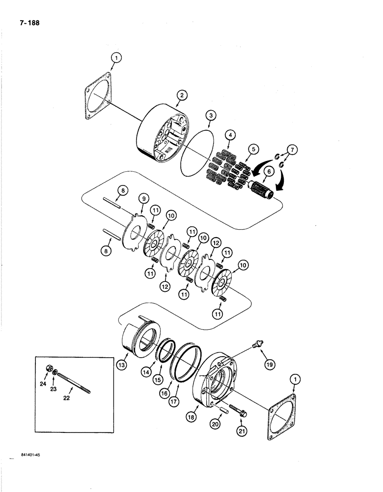 Схема запчастей Case 1187B - (7-188) - TRACK DRIVE BRAKE (07) - BRAKES