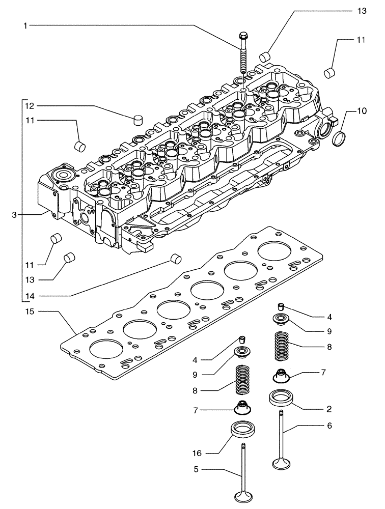 Схема запчастей Case 865 VHP - (02-24[01]) - CYLINDER HEAD (02) - ENGINE