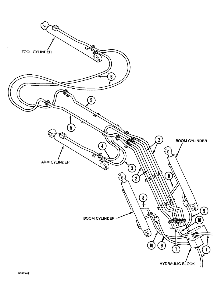 Схема запчастей Case 888 - (1-34) - PICTORIAL INDEX, ATTACHMENT HYDRAULIC CIRCUIT (00) - PICTORIAL INDEX