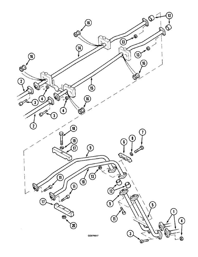 Схема запчастей Case 220B - (8-112) - HYDRAULIC CIRCUIT FOR OPTIONS, TUBES AT BOOM, P.I.N. 74441 THRU 74597, P.I.N. 03201 AND AFTER (08) - HYDRAULICS