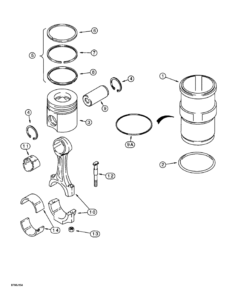 Схема запчастей Case 9045B - (2-46) - PISTON AND SLEEVE, 6T-830 EMISSIONS CERTIFIED ENGINE, WITH 2 INCH LIP ADAPTER FOR SEVERE DUTY BUCKET (02) - ENGINE