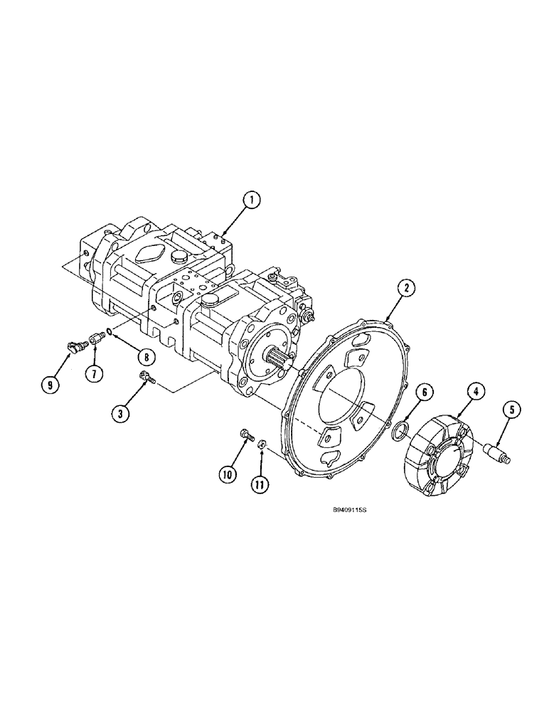 Схема запчастей Case 9045B - (8-004) - HYDRAULIC PUMP AND COUPLING (08) - HYDRAULICS