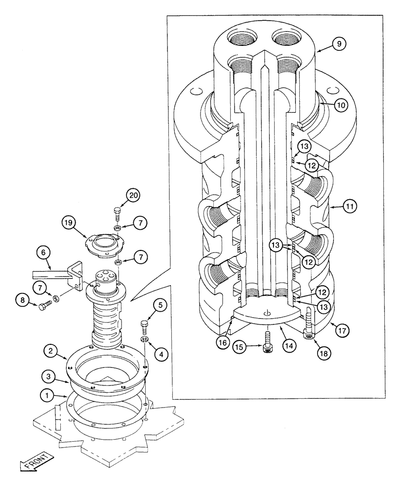 Схема запчастей Case 9020 - (6-16) - HYDRAULIC SWIVEL (06) - POWER TRAIN