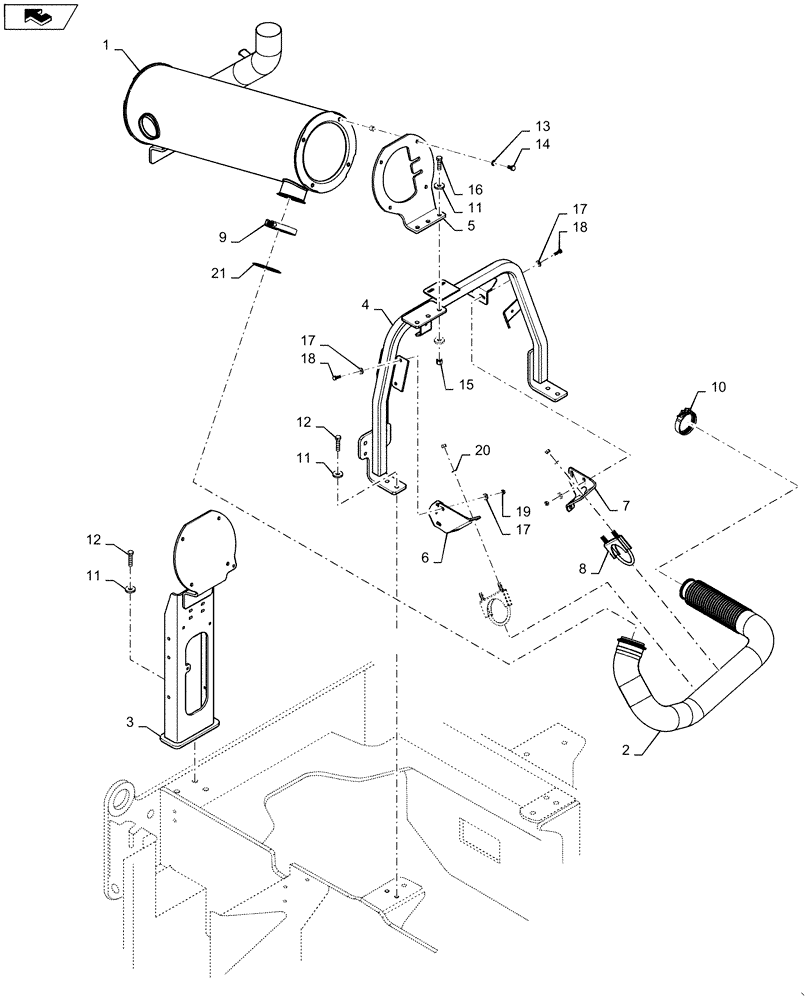 Схема запчастей Case 721F - (10.254.02[02]) - EXHAUST - MUFFLER AND INTAKE, TIER 2 (10) - ENGINE