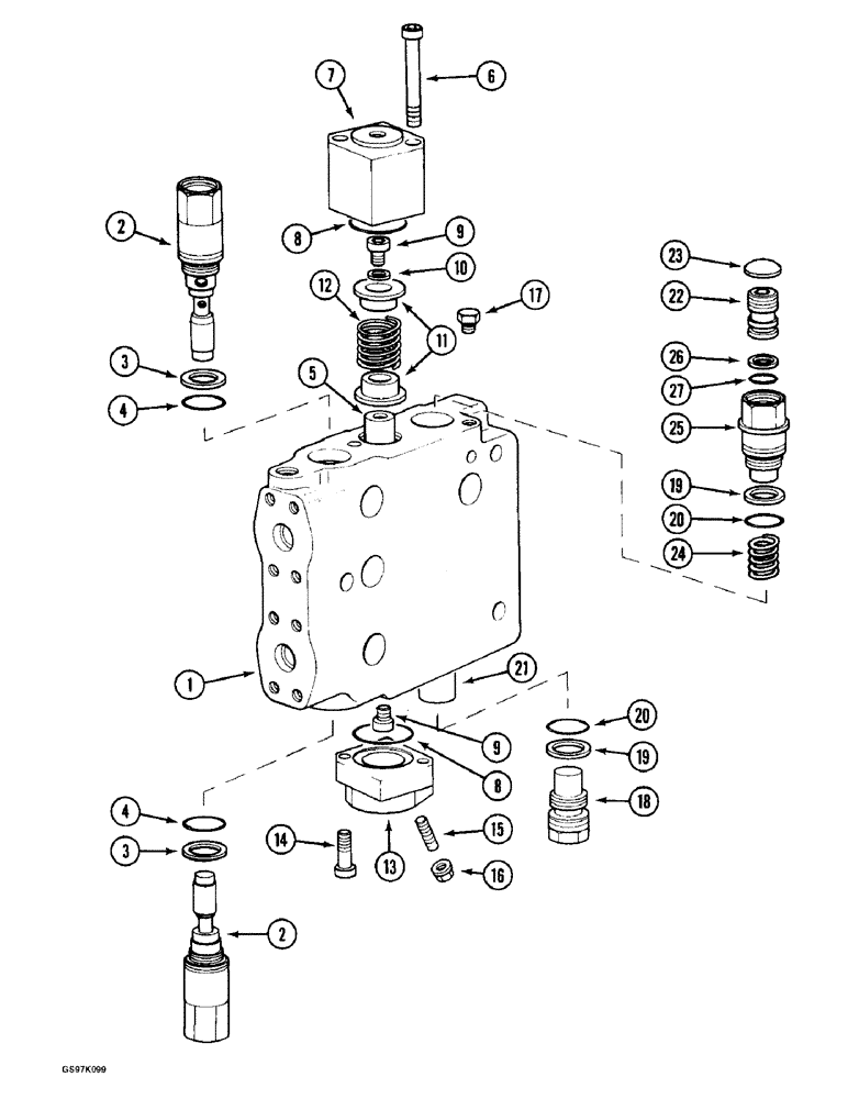 Схема запчастей Case 888 - (7-18) - P3343687 DRIVE CONTROL VALVE, TRACK DRIVE SECTION (07) - BRAKES