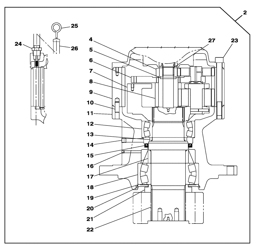 Схема запчастей Case CX350C - (06-004[00]) - SWING MOTOR-DRIVE REDUCTION GEAR (06) - POWER TRAIN