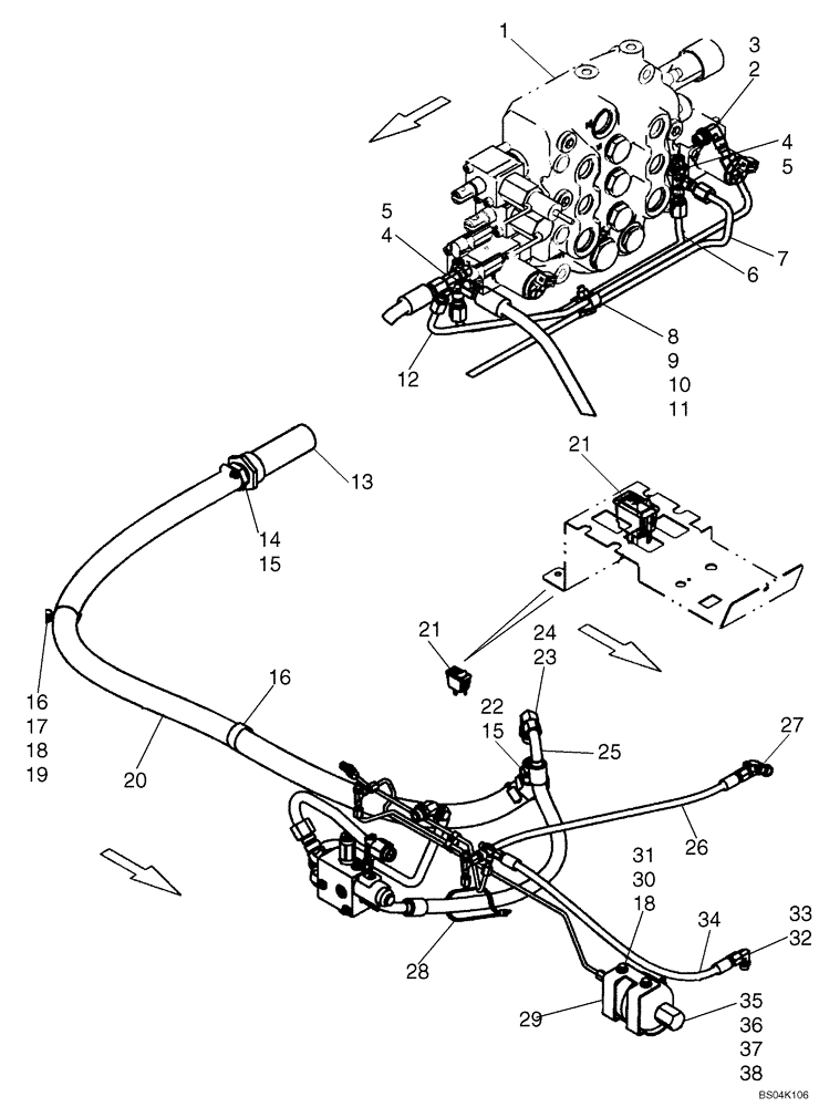 Схема запчастей Case 465 - (08-14) - HIGH FLOW (SPLIT PUMP CONFIGURATION) (08) - HYDRAULICS