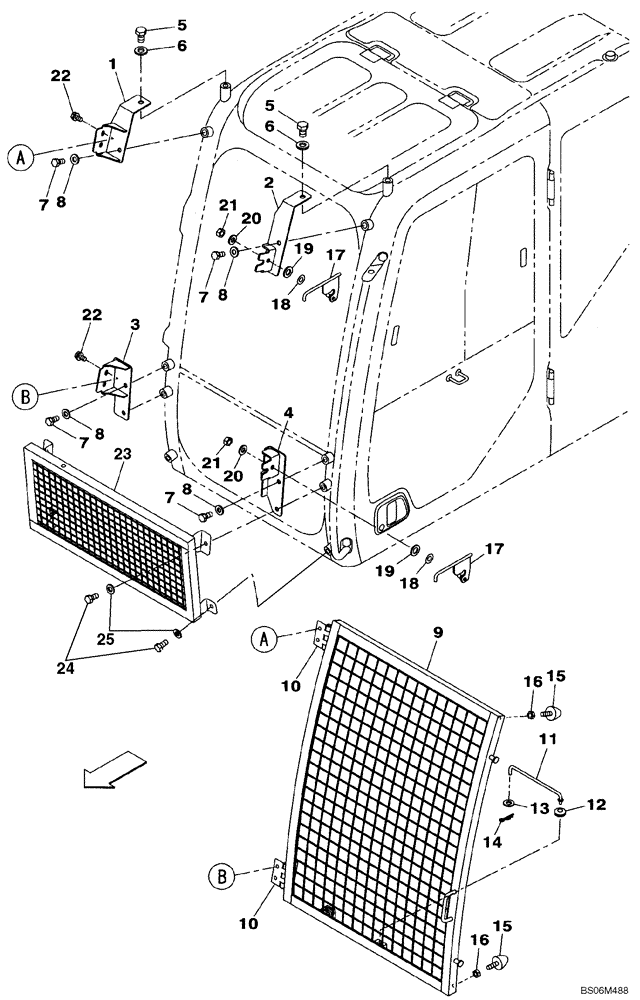 Схема запчастей Case CX210B - (09-32) - GUARD, BRUSH - CAB BRUSH SCREEN (09) - CHASSIS/ATTACHMENTS