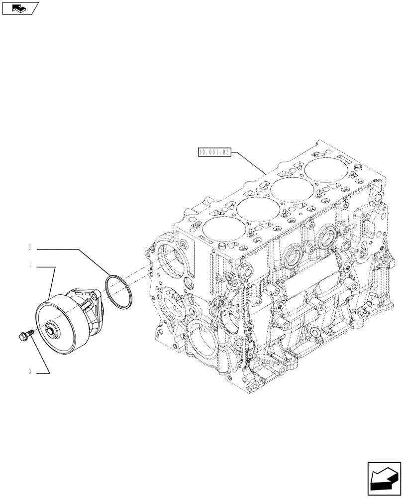 Схема запчастей Case F5HFL413B A001 - (10.402.02) - WATER PUMP & RELATED PARTS (504386949) (10) - ENGINE