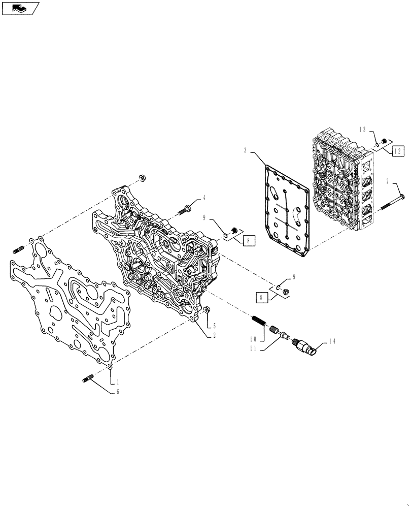 Схема запчастей Case 621F - (21.100.09) - MANIFOLD CONTROL VALVE (21) - TRANSMISSION